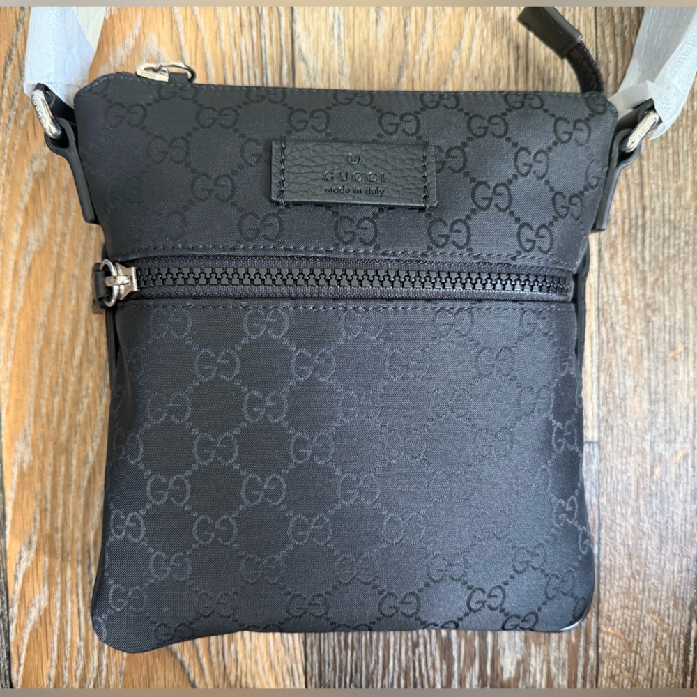 Gucci GG Guccissima Black Canvas Messenger Bag